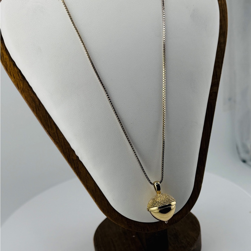 Golden Acorn Pendant With Gold Tone Adjustable Chain